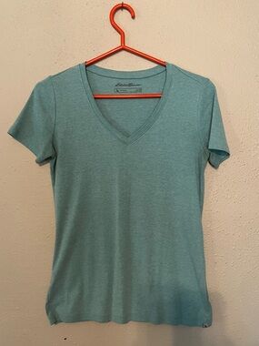 Eddie Bauer Short Sleeve V-Neck Tee in Teal Green